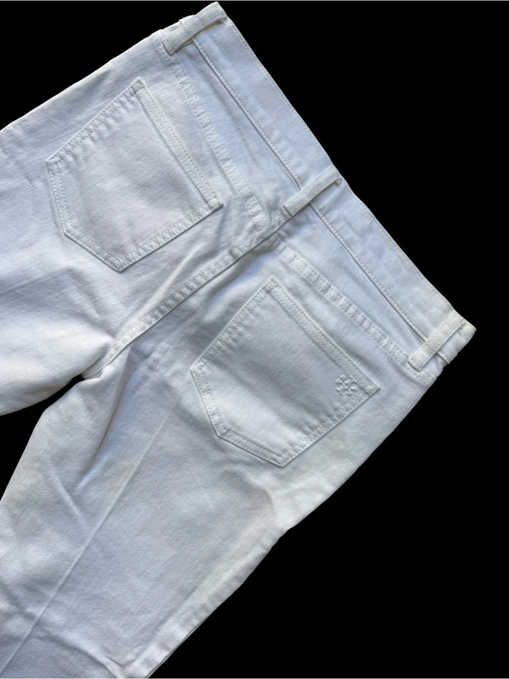 Tory Burch White Jeans with Orange Logo Detail
